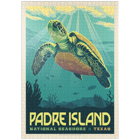 Darstellung des Puzzle Motivs Padre Island National Seashore, Texas, Vintage Poster - Puzzleteile: 1000