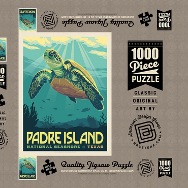 Padre Island National Seashore, Texas, Vintage Poster 1000 Puzzle Schachtel 3D Modell