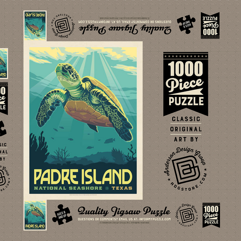 Padre Island National Seashore, Texas, Vintage Poster 1000 Puzzle Schachtel 3D Modell