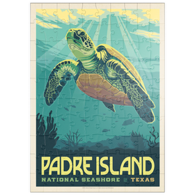 Darstellung des Puzzle Motivs Padre Island National Seashore, Texas, Vintage Poster - Puzzleteile: 100