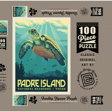 Padre Island National Seashore, Texas, Vintage Poster 100 Puzzle Schachtel 3D Modell