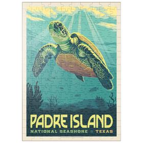 Darstellung des Puzzle Motivs Padre Island National Seashore, Texas, Vintage Poster - Puzzleteile: 200
