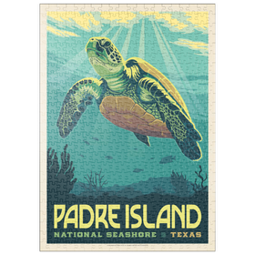 Darstellung des Puzzle Motivs Padre Island National Seashore, Texas, Vintage Poster - Puzzleteile: 500