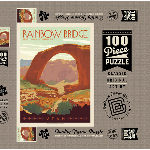 Rainbow Bridge National Monument, Vintage Poster 100 Puzzle Schachtel 3D Modell
