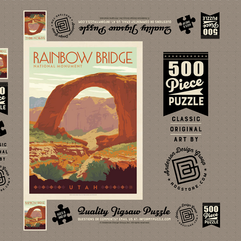 Rainbow Bridge National Monument, Vintage Poster 500 Puzzle Schachtel 3D Modell