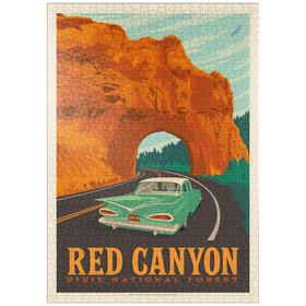 Darstellung des Puzzle Motivs Red Canyon, Utah, Vintage Poster - Puzzleteile: 1000
