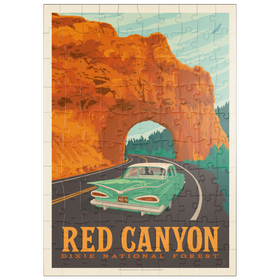 Darstellung des Puzzle Motivs Red Canyon, Utah, Vintage Poster - Puzzleteile: 100