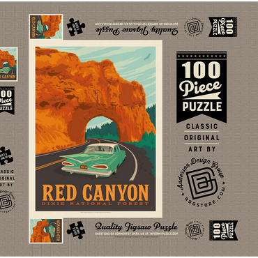 Red Canyon, Utah, Vintage Poster 100 Puzzle Schachtel 3D Modell