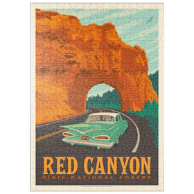 Darstellung des Puzzle Motivs Red Canyon, Utah, Vintage Poster - Puzzleteile: 500