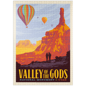 Darstellung des Puzzle Motivs Valley Of The Gods, Utah, Vintage Poster - Puzzleteile: 1000