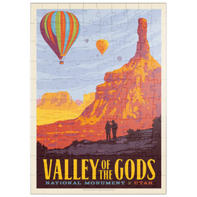 Darstellung des Puzzle Motivs Valley Of The Gods, Utah, Vintage Poster - Puzzleteile: 100