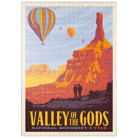 Darstellung des Puzzle-Motivs Valley Of The Gods, Utah, Vintage Poster – Puzzleteile: 500