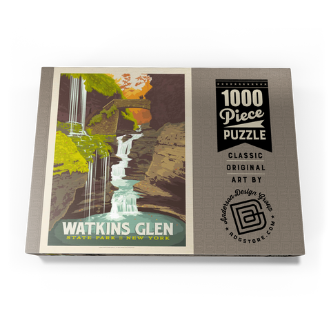 Watkins Glen State Park, New York, Vintage Poster 1000 Puzzle Schachtel Ansicht3