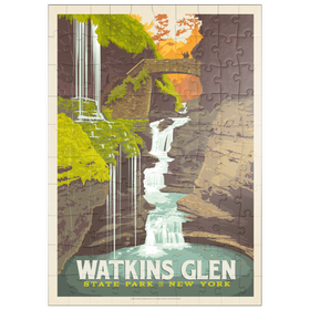 Darstellung des Puzzle Motivs Watkins Glen State Park, New York, Vintage Poster - Puzzleteile: 100