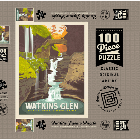 Watkins Glen State Park, New York, Vintage Poster 100 Puzzle Schachtel 3D Modell