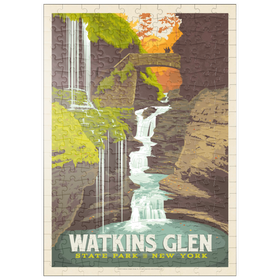 Darstellung des Puzzle Motivs Watkins Glen State Park, New York, Vintage Poster - Puzzleteile: 200