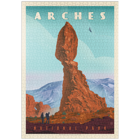 Darstellung des Puzzle Motivs Arches National Park: Balanced Rock, Vintage Poster - Puzzleteile: 1000