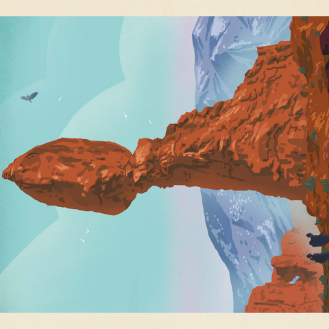 Arches National Park: Balanced Rock, Vintage Poster 1000 Puzzle 3D Modell