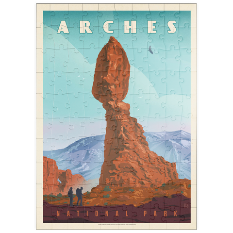puzzleplate Arches National Park: Balanced Rock, Vintage Poster 100 Puzzle