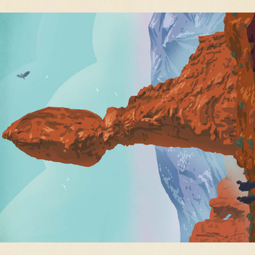 Arches National Park: Balanced Rock, Vintage Poster 100 Puzzle 3D Modell