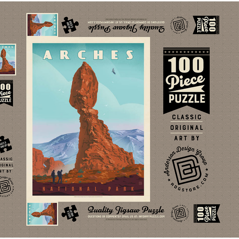 Arches National Park: Balanced Rock, Vintage Poster 100 Puzzle Schachtel 3D Modell