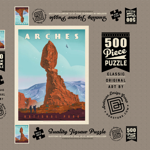 Arches National Park: Balanced Rock, Vintage Poster 500 Puzzle Schachtel 3D Modell