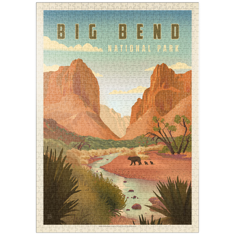 puzzleplate Big Bend National Park: Black Bears, Vintage Poster 1000 Puzzle