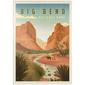 Darstellung des Puzzle Motivs Big Bend National Park: Black Bears, Vintage Poster - Puzzleteile: 1000