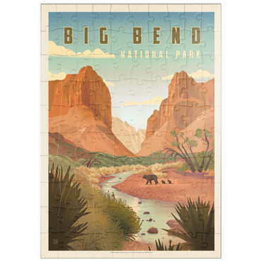 puzzleplate Big Bend National Park: Black Bears, Vintage Poster 100 Puzzle