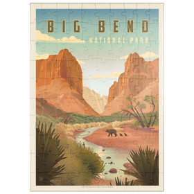 Darstellung des Puzzle Motivs Big Bend National Park: Black Bears, Vintage Poster - Puzzleteile: 100
