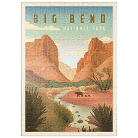 Darstellung des Puzzle Motivs Big Bend National Park: Black Bears, Vintage Poster - Puzzleteile: 500