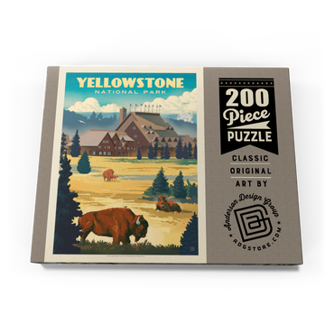 Yellowstone National Park: Old Faithful Inn Bisons, Vintage Poster 200 Puzzle Schachtel Ansicht3