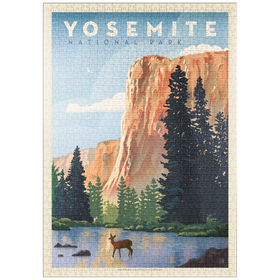 Darstellung des Puzzle Motivs Yosemite National Park: In The Shadow Of El Capitan, Vintage Poster - Puzzleteile: 1000