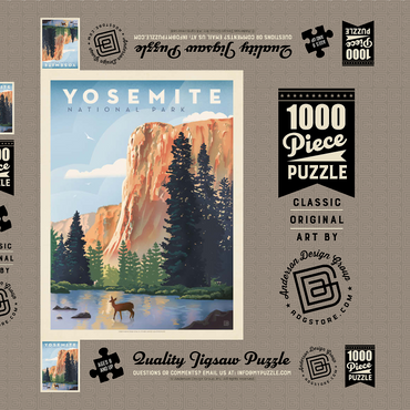 Yosemite National Park: In The Shadow Of El Capitan, Vintage Poster 1000 Puzzle Schachtel 3D Modell