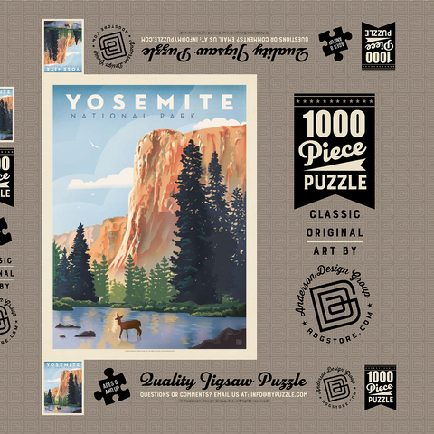 Yosemite National Park: In The Shadow Of El Capitan, Vintage Poster 1000 Puzzle Schachtel 3D Modell