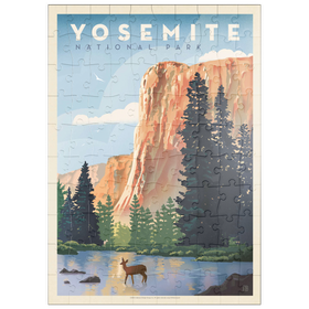 Darstellung des Puzzle Motivs Yosemite National Park: In The Shadow Of El Capitan, Vintage Poster - Puzzleteile: 100