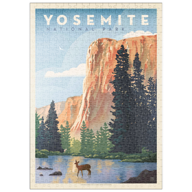 Darstellung des Puzzle Motivs Yosemite National Park: In The Shadow Of El Capitan, Vintage Poster - Puzzleteile: 500