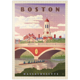 Darstellung des Puzzle Motivs Boston: Anderson Memorial Bridge, Vintage Poster - Puzzleteile: 1000