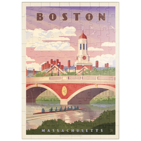Darstellung des Puzzle Motivs Boston: Anderson Memorial Bridge, Vintage Poster - Puzzleteile: 100