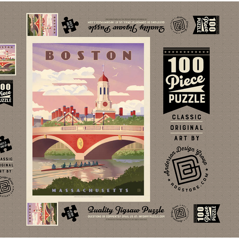 Boston: Anderson Memorial Bridge, Vintage Poster 100 Puzzle Schachtel 3D Modell