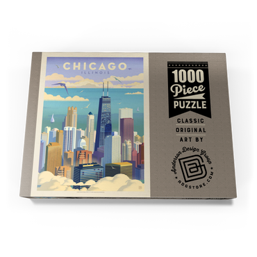 Chicago: Bird's Eye View Of Lake Michigan, Vintage Poster 1000 Puzzle Schachtel Ansicht3