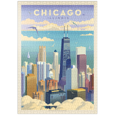 puzzleplate Chicago: Bird's Eye View Of Lake Michigan, Vintage Poster 1000 Puzzle