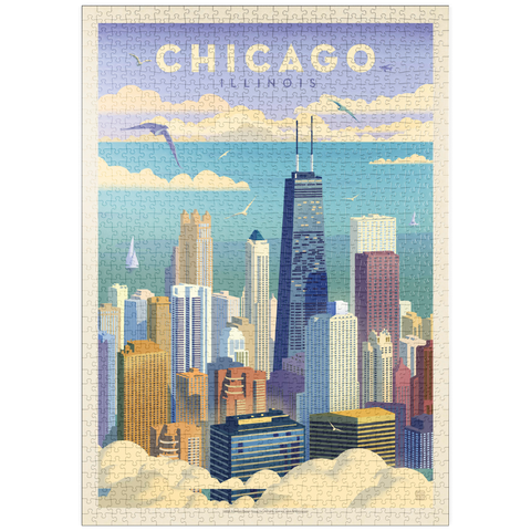 puzzleplate Chicago: Bird's Eye View Of Lake Michigan, Vintage Poster 1000 Puzzle