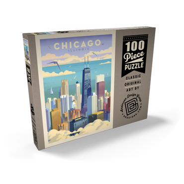Chicago: Bird's Eye View Of Lake Michigan, Vintage Poster 100 Puzzle Schachtel Ansicht2