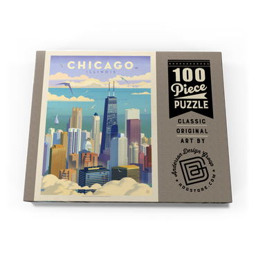 Chicago: Bird's Eye View Of Lake Michigan, Vintage Poster 100 Puzzle Schachtel Ansicht3