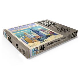 Darstellung des Puzzle Motivs Chicago: Bird's Eye View Of Lake Michigan, Vintage Poster - Puzzleteile: 200