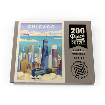 Chicago: Bird's Eye View Of Lake Michigan, Vintage Poster 200 Puzzle Schachtel Ansicht3