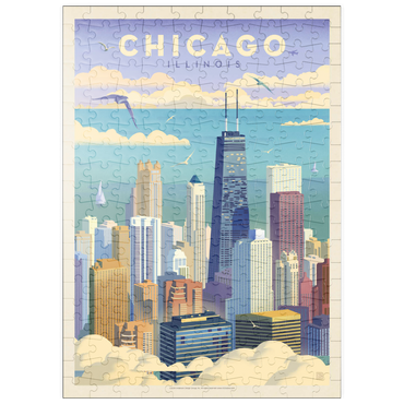 puzzleplate Chicago: Bird's Eye View Of Lake Michigan, Vintage Poster 200 Puzzle