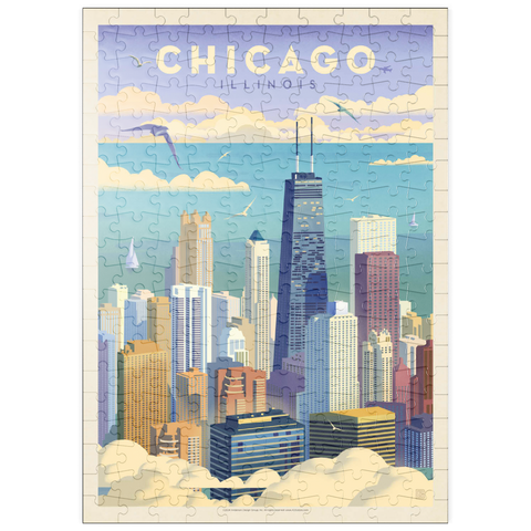 puzzleplate Chicago: Bird's Eye View Of Lake Michigan, Vintage Poster 200 Puzzle