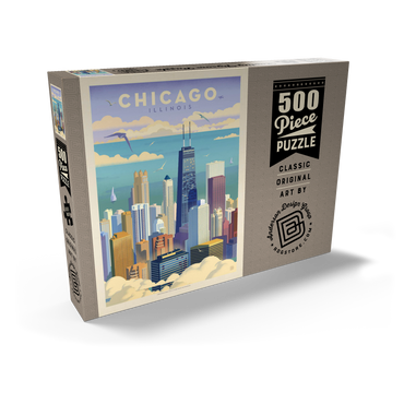 Chicago: Bird's Eye View Of Lake Michigan, Vintage Poster 500 Puzzle Schachtel Ansicht2